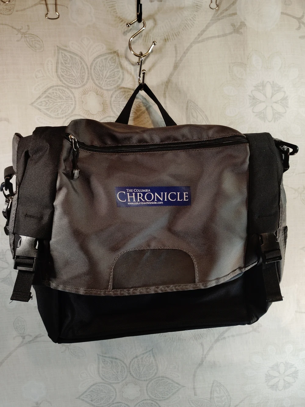 Gray& Black Laptop Messenger Bag with Shoulder Strap W/ Columbia Chronicle Logo